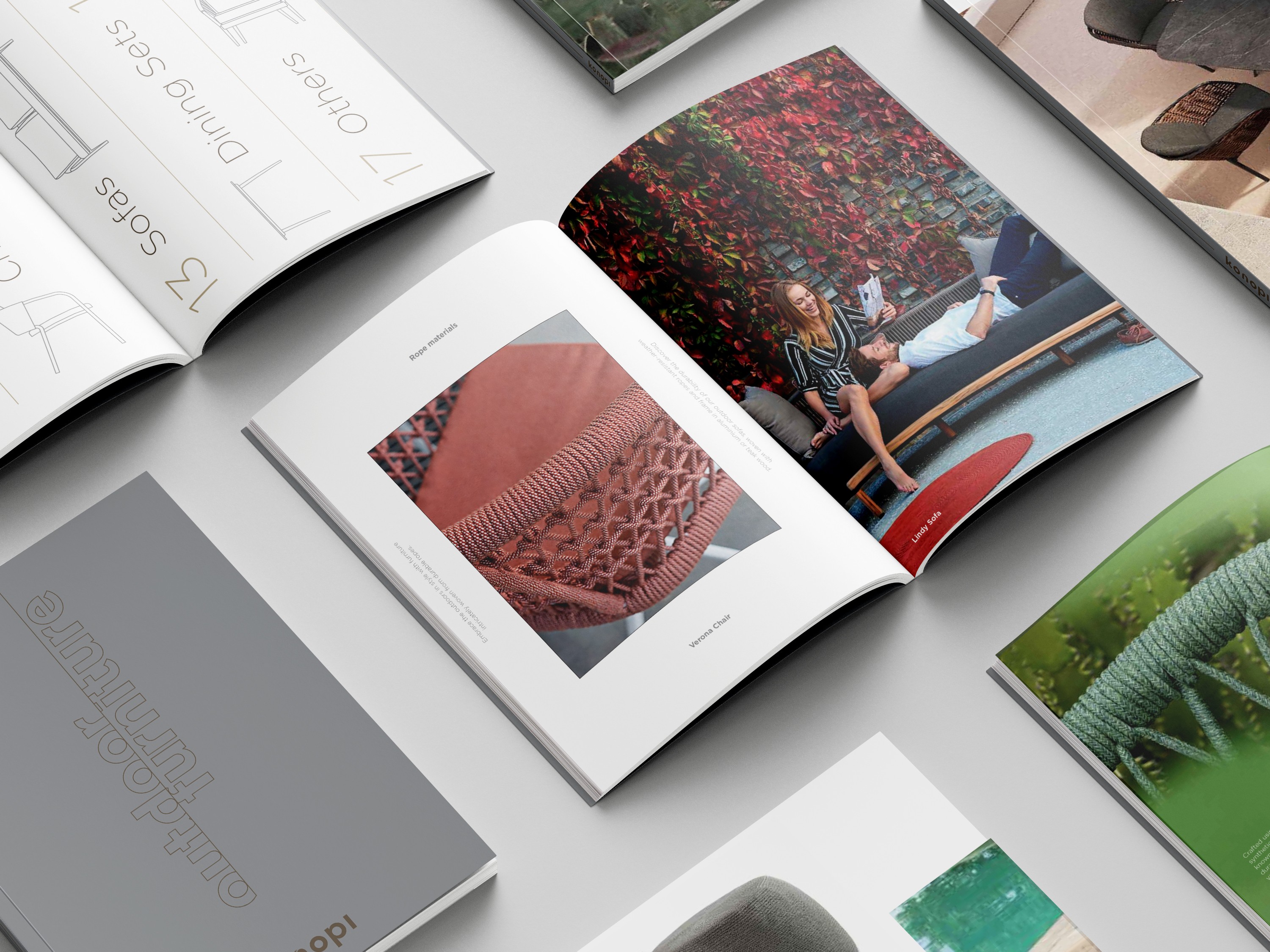 Photo montage of catalogue design for konopi