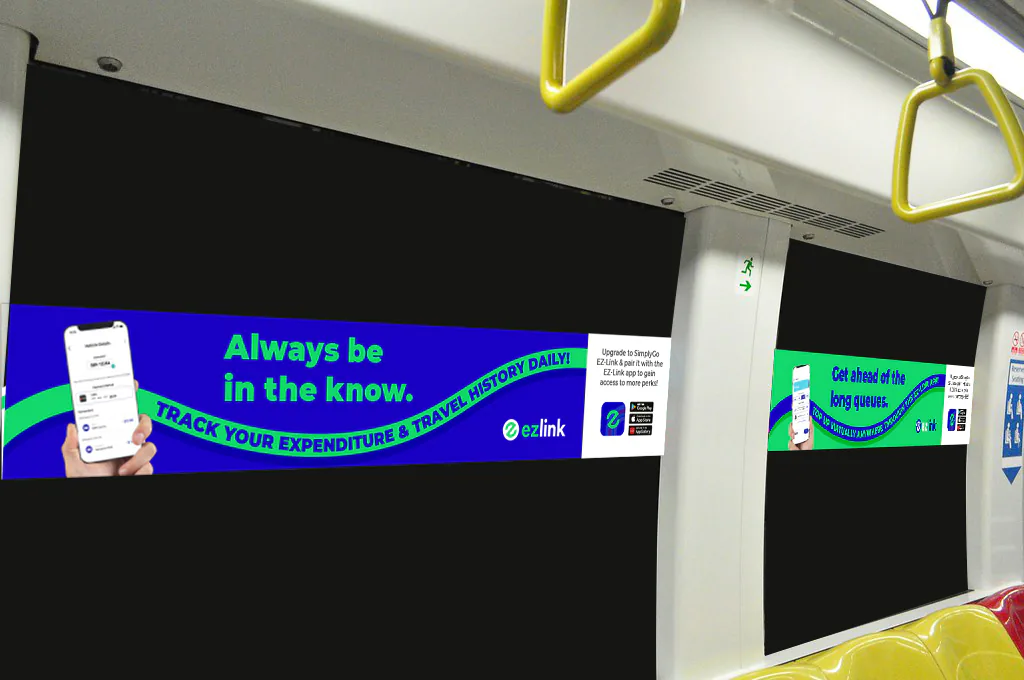 EZ-Link train sticker reading Always be in the know