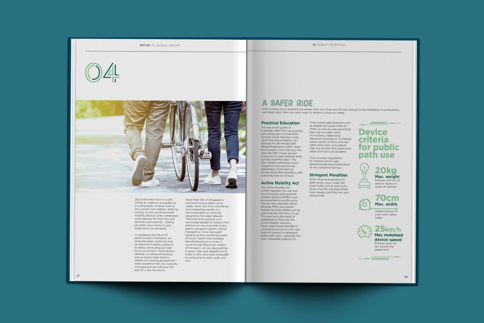 Annual report chapter spread titled A Safer Ride