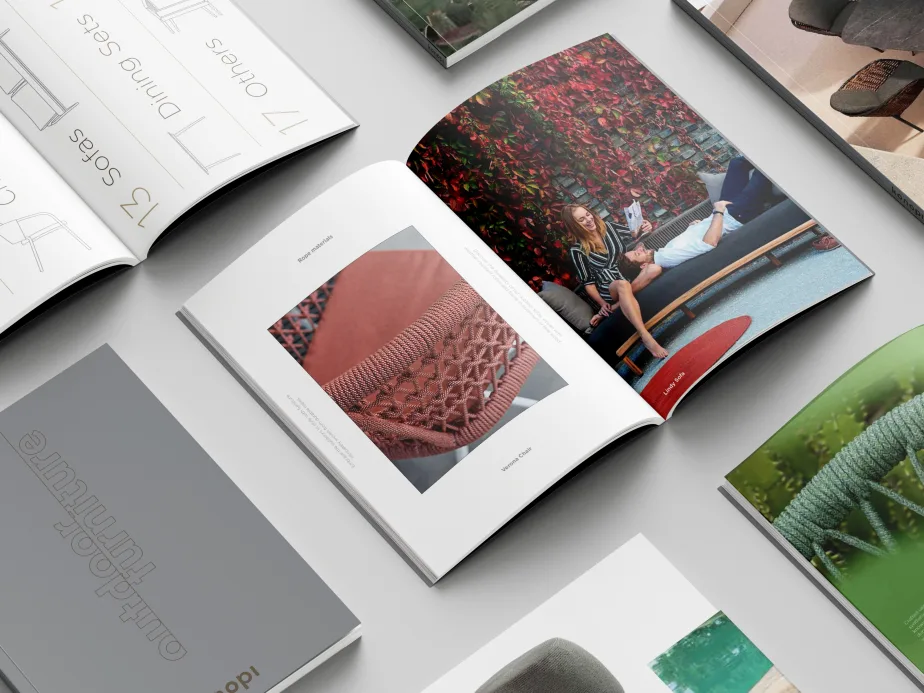 Photo montage of catalogue design for konopi